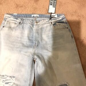 Distressed, baggy jeans with front and back pockets